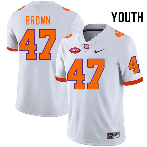 Youth #47 Sammy Brown Clemson Tigers College Football Jerseys Stitched-White